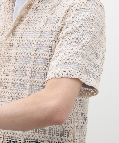 EDIFICE(エディフィス)の「【CMMN SWDN / コモン スウェーデン】Duane Short Sleeve Cotton Lace(シャツ/ブラウス・メンズ・アイボリー・46)」の8枚目の写真