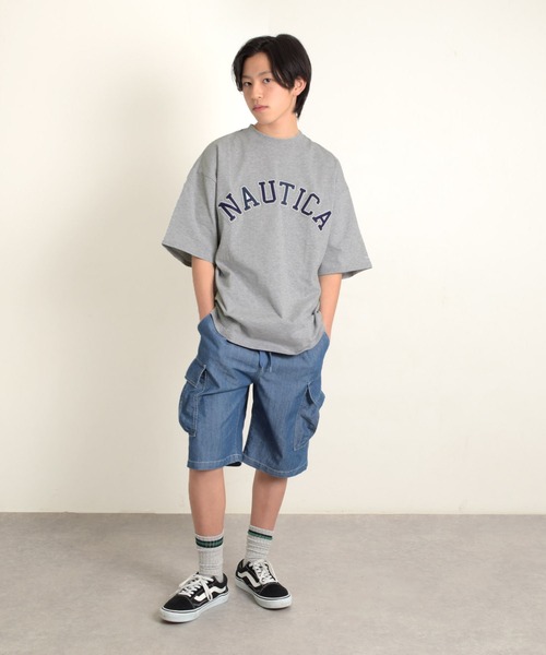 NAUTICA(ノーティカ)の「【NAUTICA】フロントロゴアップリケ刺繍半袖Tシャツ(Tシャツ/カットソー・キッズ・ライトブルー/グレー/ホワイト/ネイビー・M/L/XL)」の6枚目の写真
