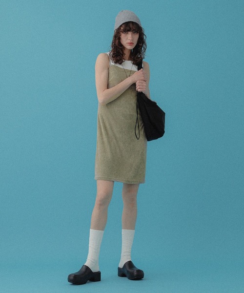 DISPATCHER NO.8（ディスパッチャーナンバーエイト）の「パイルキャミミニワンピース（ワンピース・レディース・ブラック/オリーブ・ONE SIZE）」の16枚目の写真