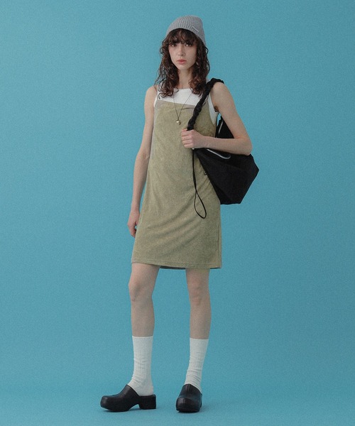 DISPATCHER NO.8（ディスパッチャーナンバーエイト）の「パイルキャミミニワンピース（ワンピース・レディース・ブラック/オリーブ・ONE SIZE）」の15枚目の写真