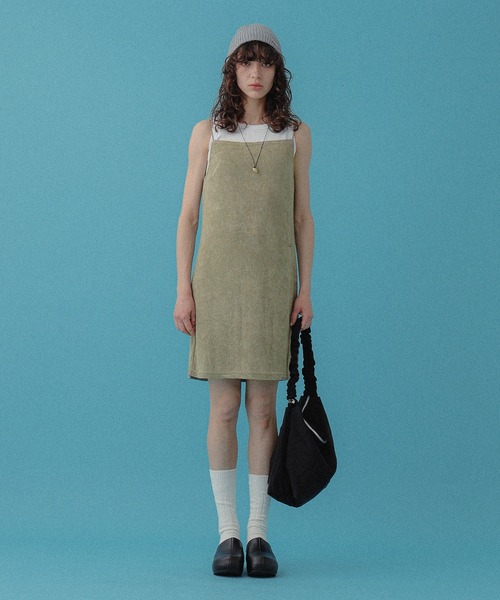 DISPATCHER NO.8（ディスパッチャーナンバーエイト）の「パイルキャミミニワンピース（ワンピース・レディース・ブラック/オリーブ・ONE SIZE）」の12枚目の写真