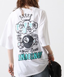 発砲プリントオーバーサイズT　ストリート Tシャツ　半袖