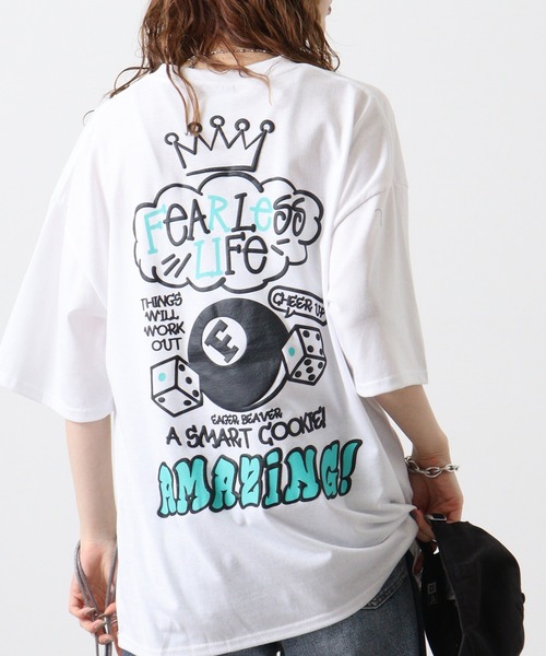 FUNALIVE(ファンアライブ)の「発砲プリントオーバーサイズT ストリート Tシャツ 半袖(Tシャツ/カットソー・メンズ・ホワイト/ブラック/スミクロ/ライトグレー・L/M/LL)」の2枚目の写真