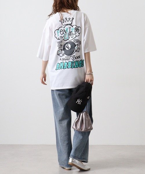 FUNALIVE(ファンアライブ)の「発砲プリントオーバーサイズT ストリート Tシャツ 半袖(Tシャツ/カットソー・メンズ・ホワイト/ブラック/スミクロ/ライトグレー・L/M/LL)」の14枚目の写真