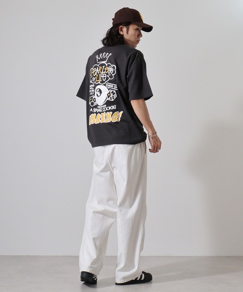 発砲プリントオーバーサイズT ストリート Tシャツ 半袖（Tシャツ