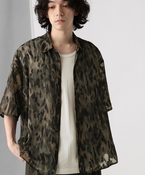 HARE（ハレ）の「レオパードジャガードシアーシャツ(HARE)（シャツ/ブラウス・メンズ・ブラウン/ブラック・FREE）」の2枚目の写真
