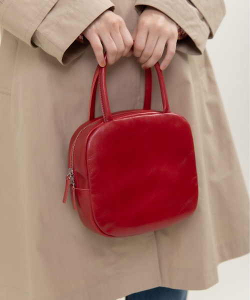 ICY LEATHER BOSTON 裏地チェックBAG（ハンドバッグ）｜Dot＆Stripes