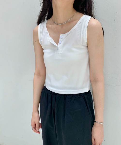 Teem Store（チームストア）の「ヘンリーネック タンクトップ（タンクトップ・レディース・ホワイト・M/L）」の8枚目の写真