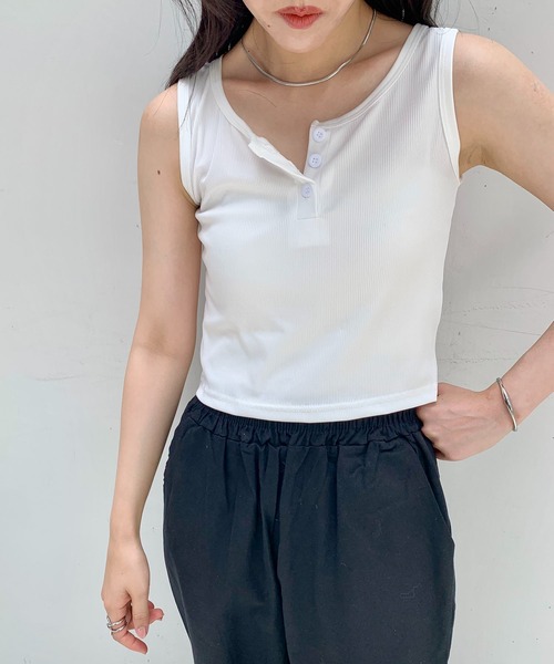 Teem Store（チームストア）の「ヘンリーネック タンクトップ（タンクトップ・レディース・ホワイト・M/L）」の6枚目の写真