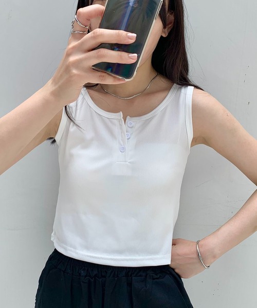 Teem Store（チームストア）の「ヘンリーネック タンクトップ（タンクトップ・レディース・ホワイト・M/L）」の3枚目の写真
