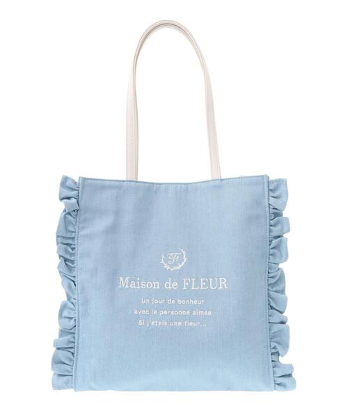 Maison de FLEUR（メゾンドフルール）の「デニムフリルトートバッグ（トートバッグ・レディース・インディゴブルー/ライトブルー・FREE）」の13枚目の写真