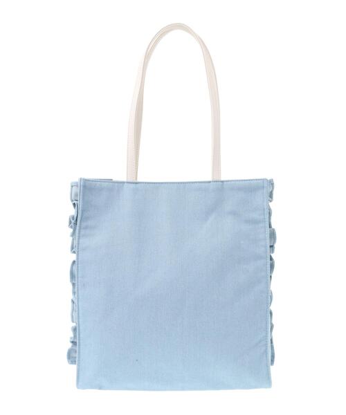 Maison de FLEUR（メゾンドフルール）の「デニムフリルトートバッグ（トートバッグ・レディース・インディゴブルー/ライトブルー・FREE）」の4枚目の写真