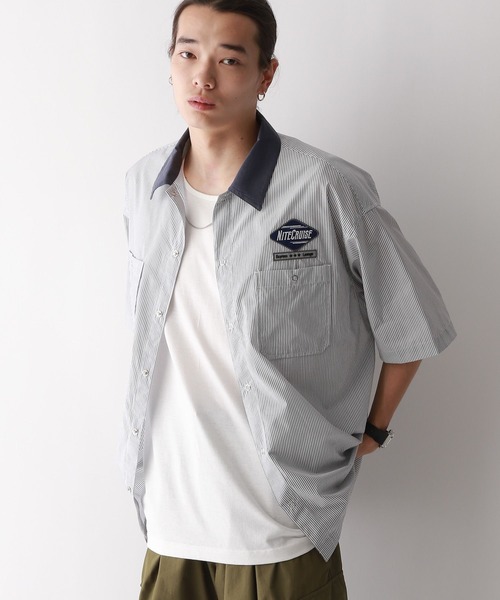 RAGEBLUE（レイジブルー）の「ワッペン刺繍/オーバーサイズレギュラーカラーシャツ（シャツ/ブラウス・メンズ・グレー/ブルー・MEDIUM/LARGE）」の6枚目の写真