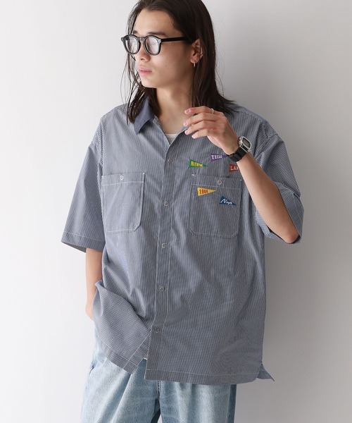 RAGEBLUE（レイジブルー）の「ワッペン刺繍/オーバーサイズレギュラーカラーシャツ（シャツ/ブラウス・メンズ・グレー/ブルー・MEDIUM/LARGE）」の11枚目の写真