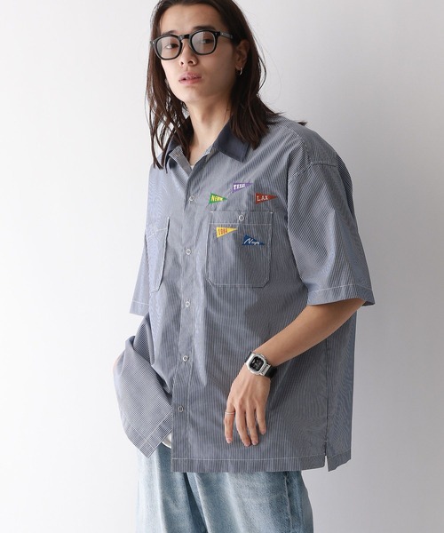 RAGEBLUE（レイジブルー）の「ワッペン刺繍/オーバーサイズレギュラーカラーシャツ（シャツ/ブラウス・メンズ・グレー/ブルー・MEDIUM/LARGE）」の12枚目の写真