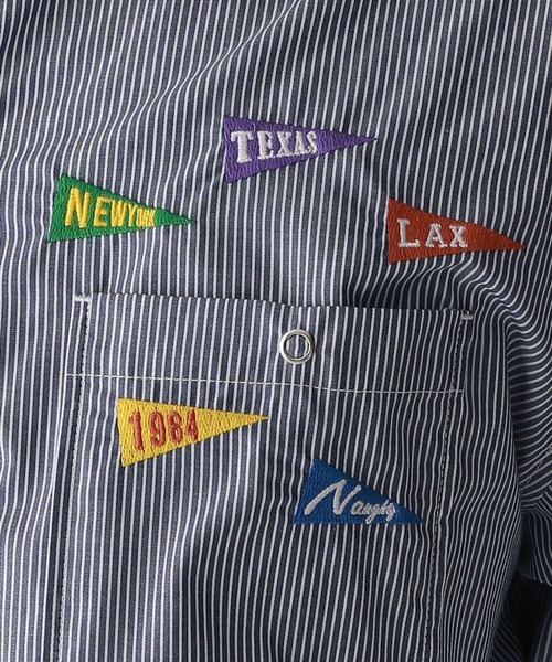 RAGEBLUE（レイジブルー）の「ワッペン刺繍/オーバーサイズレギュラーカラーシャツ（シャツ/ブラウス・メンズ・グレー/ブルー・MEDIUM/LARGE）」の21枚目の写真