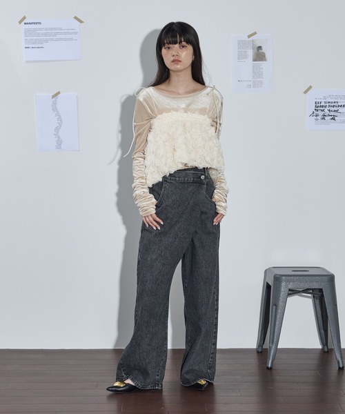 ohga ベロアトップス　美品♡ シャーリングカフベロアフィンガーホールトップス（Tシャツ