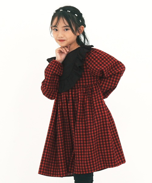 Bee des Bee（ビーデスビー）の「長袖ワンピース（ワンピース・キッズ・ベージュ系その他/ブラック×レッド/ホワイト×ブラック・120cm/110cm/130cm/150cm/140cm）」の2枚目の写真