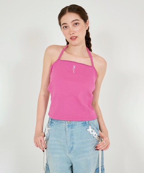 TINA:JOJUN(ティーナジョジュン)の「2WAY フラワー刺繍キャミソール TINA:JOJUN(キャミソール・レディース・ミント/ホワイト/チェリーピンク・M)」の3枚目の写真