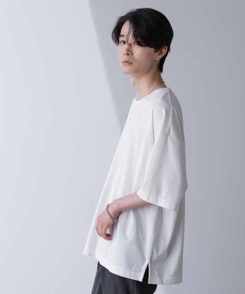 NANO universe(ナノユニバース)の「ルーズネックビッグTシャツ 半袖(Tシャツ/カットソー・メンズ・ホワイト/チャコール・M/L)」の20枚目の写真