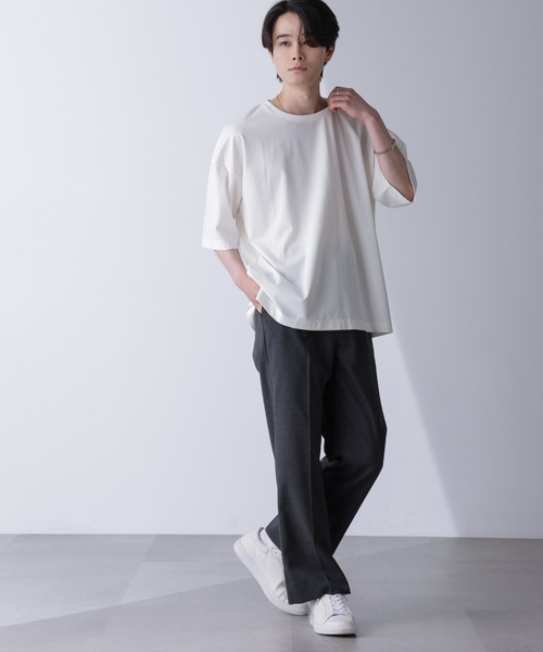 NANO universe(ナノユニバース)の「ルーズネックビッグTシャツ 半袖(Tシャツ/カットソー・メンズ・ホワイト/チャコール・M/L)」の18枚目の写真