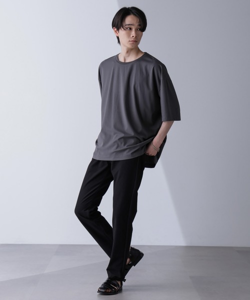 NANO universe(ナノユニバース)の「ルーズネックビッグTシャツ 半袖(Tシャツ/カットソー・メンズ・ホワイト/チャコール・M/L)」の10枚目の写真