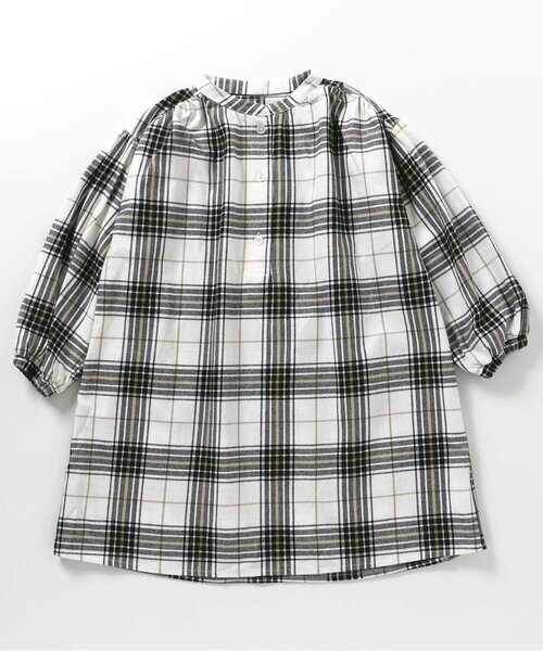 apres les cours（アプレレクール）の「【リンク】アプレのヒロインワンピ（ワンピース・キッズ・チェック/インディゴブルー/アイボリー/ストライプ・80/90/100/110/120/130/140）」の4枚目の写真