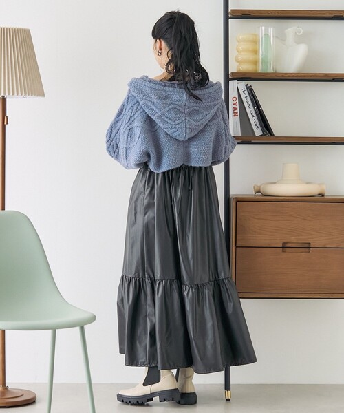 FREAK'S STORE（フリークスストア）の「ニットパーカーボレロ（ニット/セーター・レディース・グレー/サックスブルー/オフホワイト・ﾌﾘ-）」の15枚目の写真