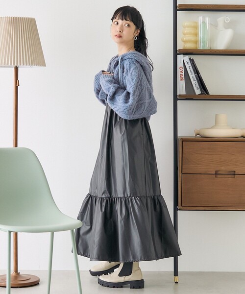 FREAK'S STORE（フリークスストア）の「ニットパーカーボレロ（ニット/セーター・レディース・グレー/サックスブルー/オフホワイト・ﾌﾘ-）」の16枚目の写真