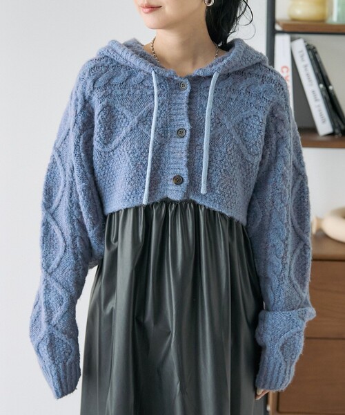 FREAK'S STORE（フリークスストア）の「ニットパーカーボレロ（ニット/セーター・レディース・グレー/サックスブルー/オフホワイト・ﾌﾘ-）」の20枚目の写真