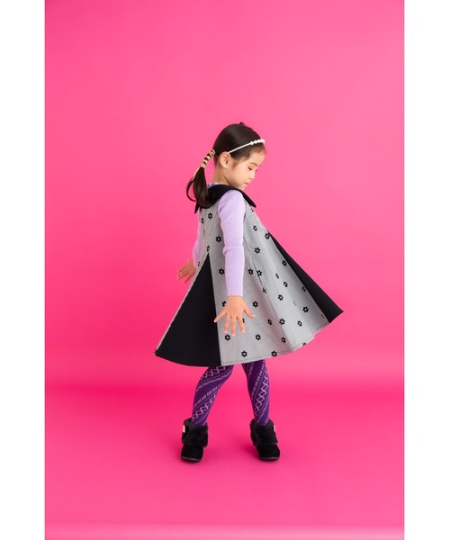 【セール】グレンチェック花フロッキージャンパースカート（ジャンパースカート）｜nino（ニノ）