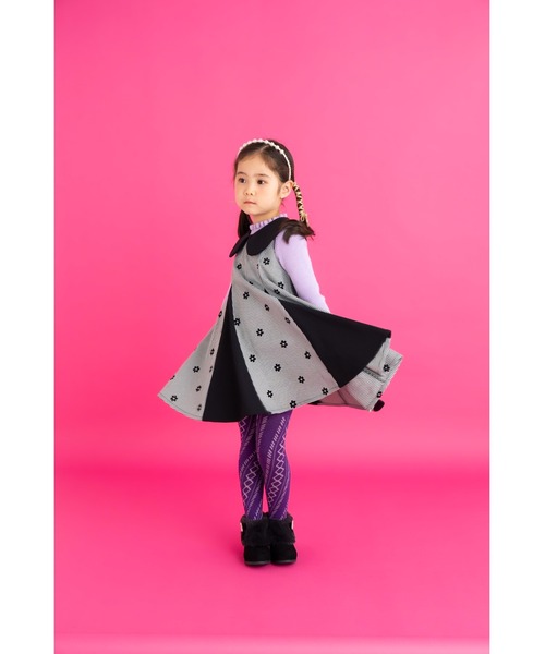 【セール】グレンチェック花フロッキージャンパースカート（ジャンパースカート）｜nino（ニノ）