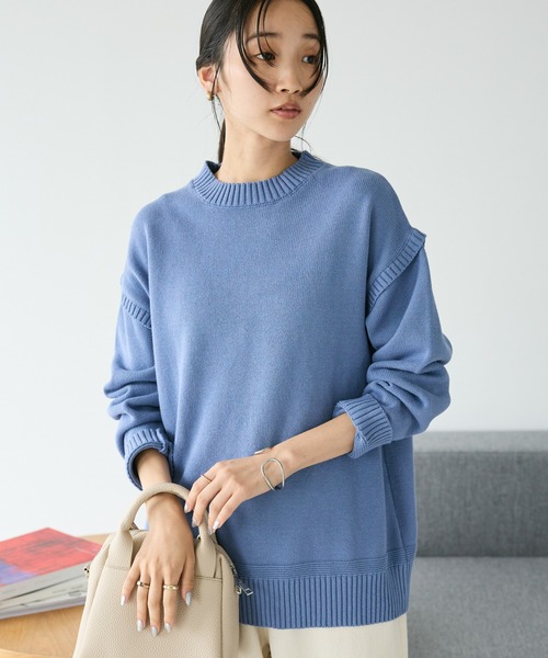 CRAFT STANDARD BOUTIQUE(クラフトスタンダードブティック)の「ガンジーニットプルオーバー ◆(ニット/セーター・レディース・レッド/ブルー/アイボリー/ブラック/カーキ・FREE)」の4枚目の写真