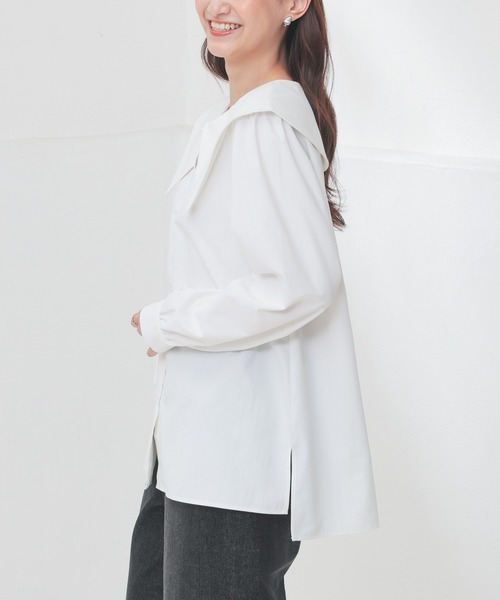 Honeys(ハニーズ)の「ビッグ衿ブラウス(シャツ/ブラウス・レディース・ホワイト/ブルー/ブラック・S/M/L/LL)」の21枚目の写真