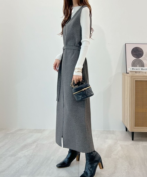 高級感ある大人の品。ベルト付きロングワンピース（ワンピース