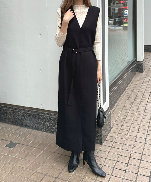 高級感ある大人の品。ベルト付きロングワンピース（ワンピース