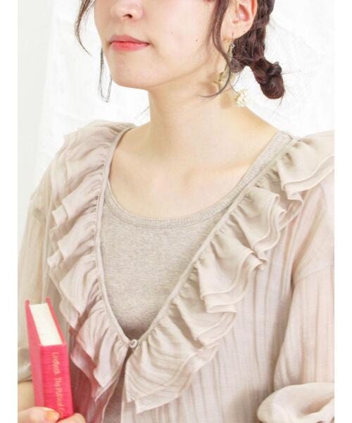 Samansa Mos2（サマンサ モスモス）の「テレコノースリ（Tシャツ/カットソー・レディース・ブラック/チャコールグレー/ベージュ・F）」の3枚目の写真