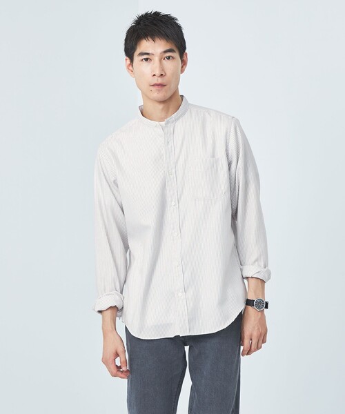 【セール】オックスフォード バンドカラー シャツ -防シワ-（シャツ/ブラウス）｜green label relaxing（グリーンレーベルリラクシング）