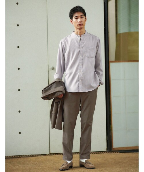 green label relaxing（グリーンレーベルリラクシング）の「オックスフォード バンドカラー シャツ -防シワ-（シャツ/ブラウス・メンズ・ワインレッド/ブラウン/ホワイト/コバルトブルー・M/XL/L/S）」の5枚目の写真