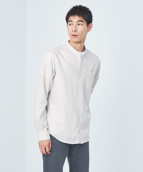 green label relaxing（グリーンレーベルリラクシング）の「オックスフォード バンドカラー シャツ -防シワ-（シャツ/ブラウス・メンズ・ワインレッド/ブラウン/ホワイト/コバルトブルー・M/XL/L/S）」の9枚目の写真