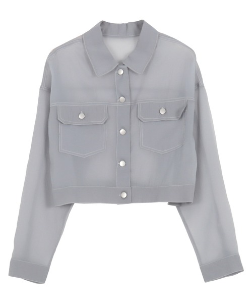 シアージャケット　チャコールグレー　ポケット付 シアージャケット チャコールグレー ポケット付