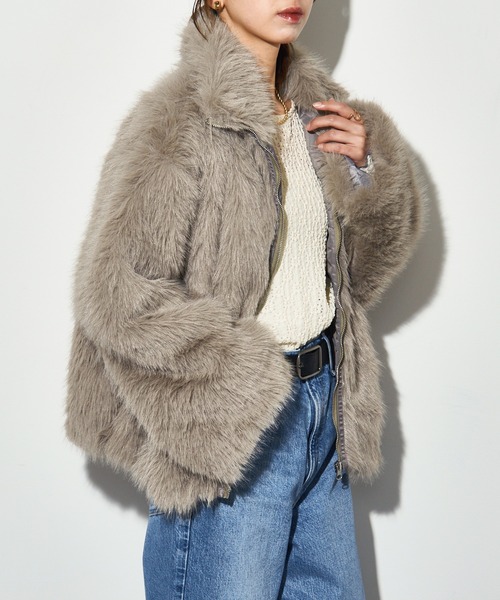 MAISON BREEZE reveur(メゾンブリーズレヴール)の「【MAISON BREEZE reveur】ファーシャギージャケット ブルゾン 224015 trc(ブルゾン・レディース・グレイッシュベージュ/ブラック/チャコールグレー/ブラウン/ベージュ・FREE)」の22枚目の写真