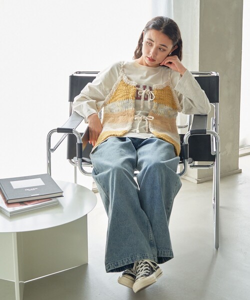FREAK'S STORE(フリークスストア)の「ミックスボーダー ニットビスチェ(キャミソール・レディース・イエロー/ブルー・フリ-)」の5枚目の写真