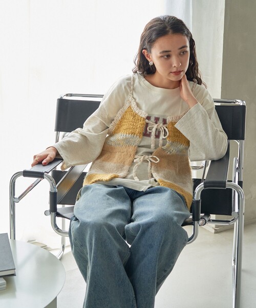 FREAK'S STORE(フリークスストア)の「ミックスボーダー ニットビスチェ(キャミソール・レディース・イエロー/ブルー・フリ-)」の8枚目の写真