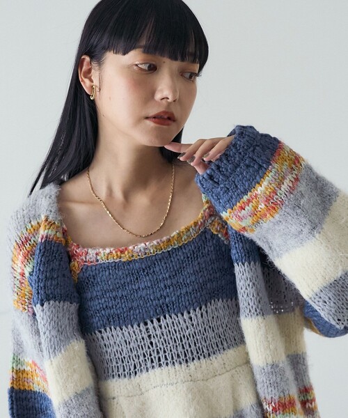 FREAK'S STORE(フリークスストア)の「ミックスボーダー ニットビスチェ(キャミソール・レディース・イエロー/ブルー・フリ-)」の13枚目の写真