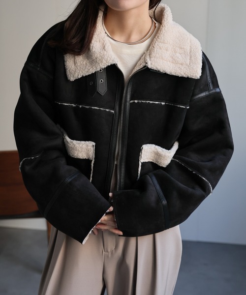 セール】クロップドムートンジャケット《動画あり》（ムートンコート