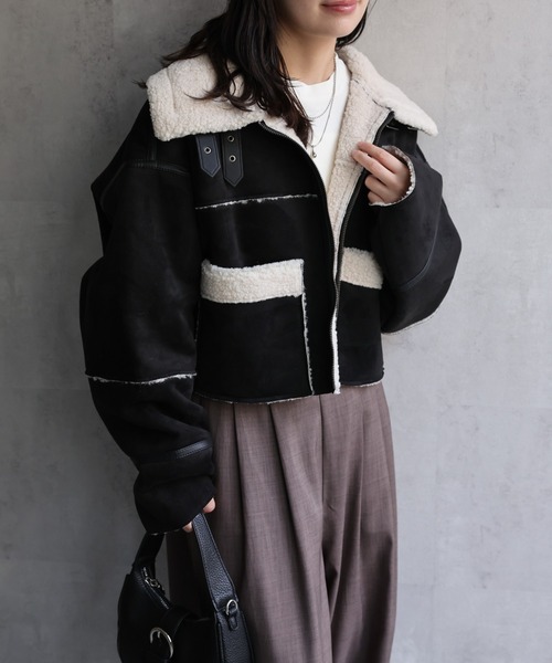 セール】クロップドムートンジャケット《動画あり》（ムートンコート