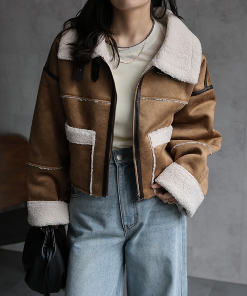 セール】クロップドムートンジャケット《動画あり》（ムートンコート