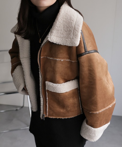 セール】クロップドムートンジャケット《動画あり》（ムートンコート