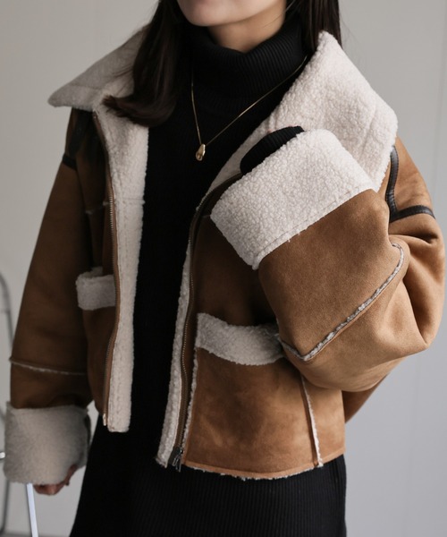 AG by Experiment ムートンジャケット セール】クロップドムートンジャケット《動画あり》（ムートン